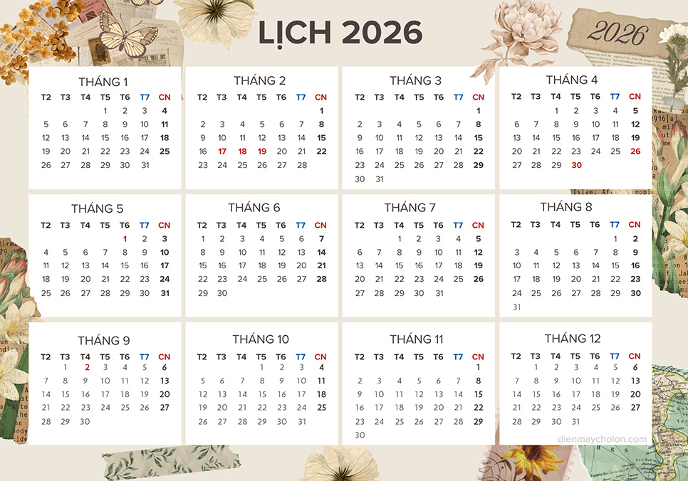  Danh Sách Ngày Cưới Đẹp Năm 2026 Theo Từng Tháng