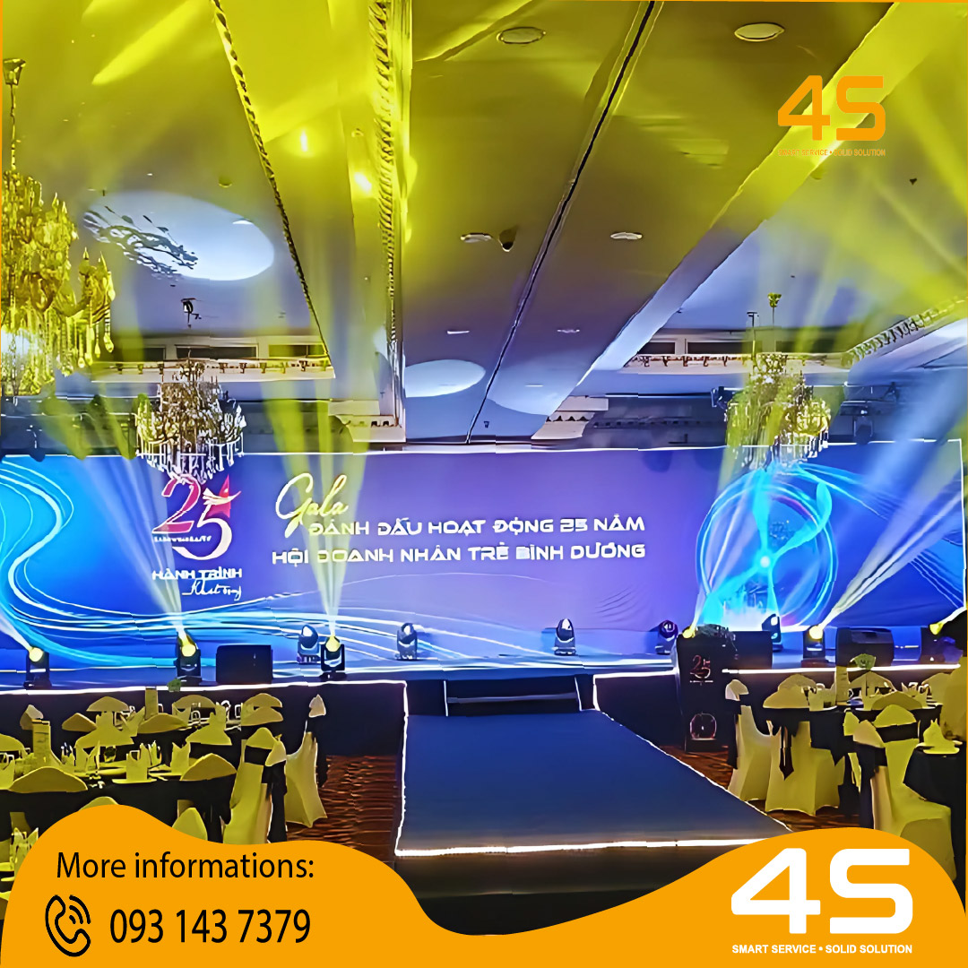 Cung cấp thiết bị màn hình LED P3 mới tại sự kiện Gala kỷ niệm 25 năm thành lập Hội Doanh nhân Trẻ Bình Dương