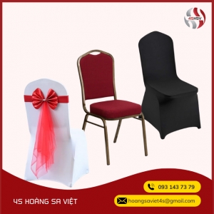 Ghế Banquet, Ghế Đệm Phủ Khăn, Cột Nơ Màu Theo Yêu Cầu